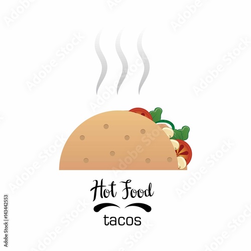 hot tacos / hot food on white background, vector illustration