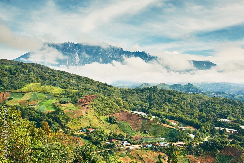Landscape with Mount Kinabalu
