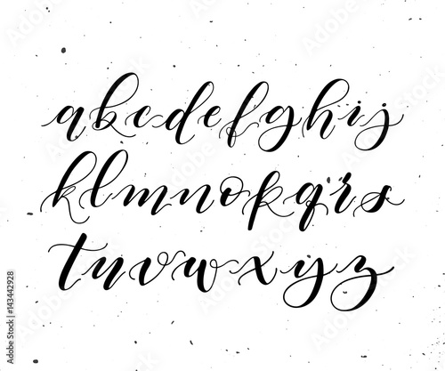 Nice elegant hand written alphabet. Black letters on white background.