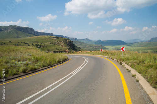 Mountain Landscape with Highway in Golden Gate Highlands National Park in South Africa’s Freestate