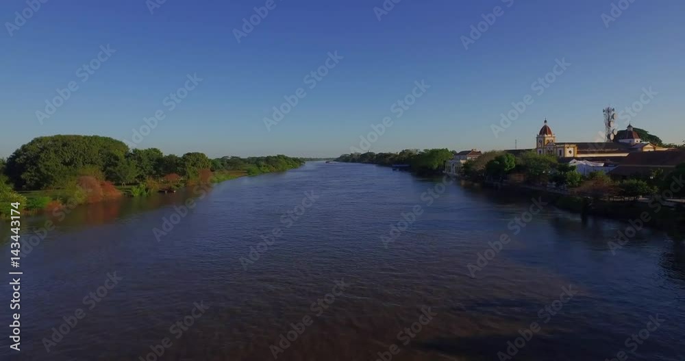 Aerial Mompox Colombia Aerial River Colonial Town Aerial Mompox Colombia Aerial River Colonial Town