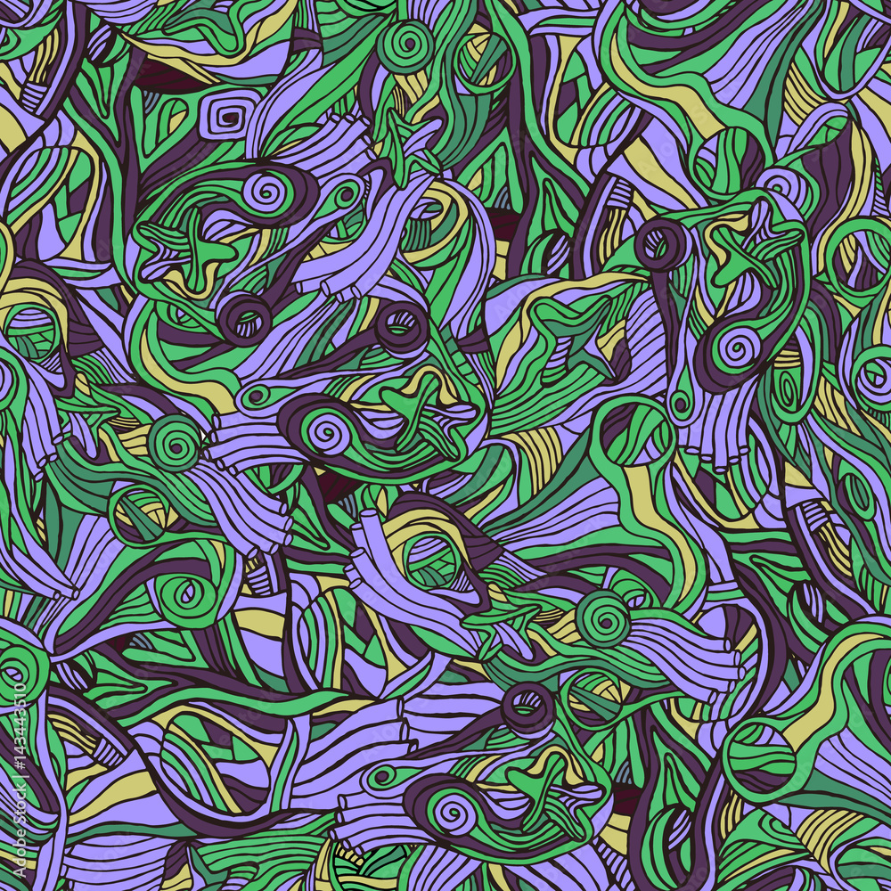 Colorful doodle abstract seamless pattern.