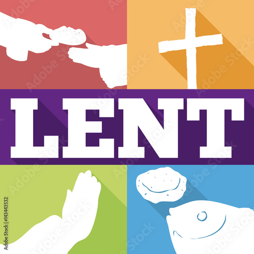 Flat Design with Some Habits for Lent Celebration, Vector Illustration
