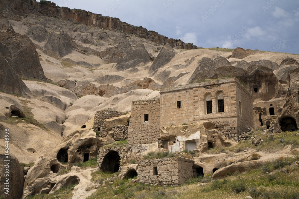 Deserted houses in Selime Ihlara Valley Turkey