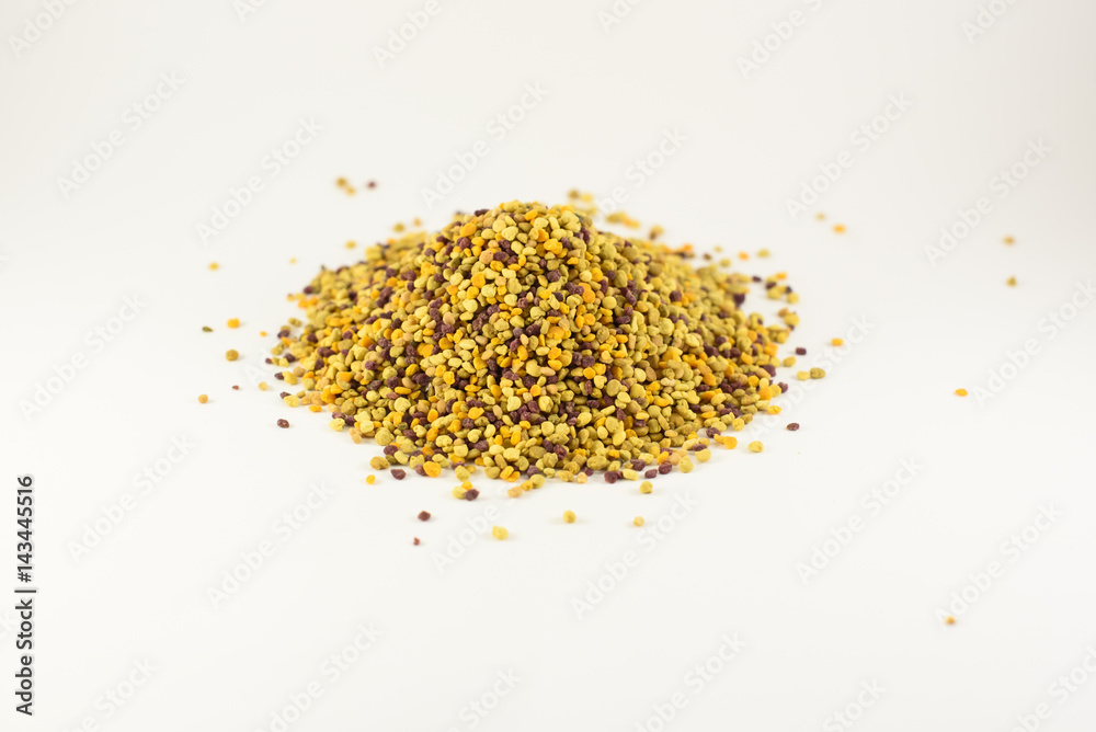 Bee pollen on a white background Bee pollen on a white background