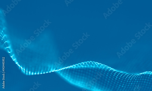 Abstract Blue Geometrical Background . Connection structure. Science background. Futuristic Technology HUD Element . Сonnecting dots and lines . Big data visualization and Business .