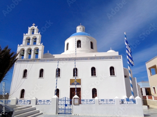 Church of Panagia of Platsani at Caldera Square, Oia Village of Santorini Island, Greece 