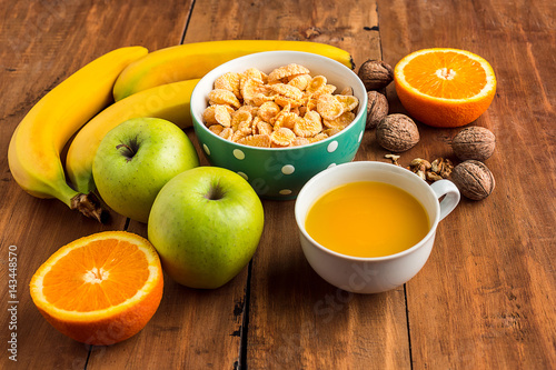 Wallpaper Mural Healthy home made breakfast of muesli, apples, fresh fruits and walnuts Torontodigital.ca