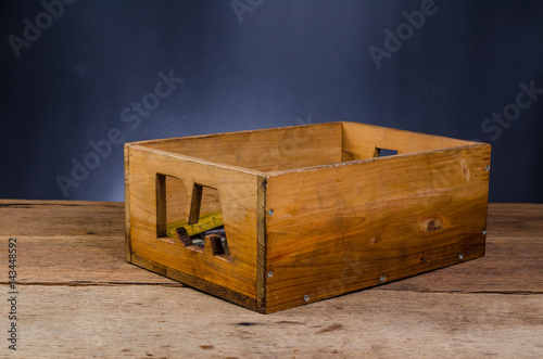 empty grunge wooden box on wooden table