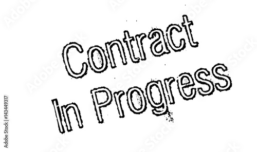 Contract In Progress rubber stamp. Grunge design with dust scratches. Effects can be easily removed for a clean, crisp look. Color is easily changed.