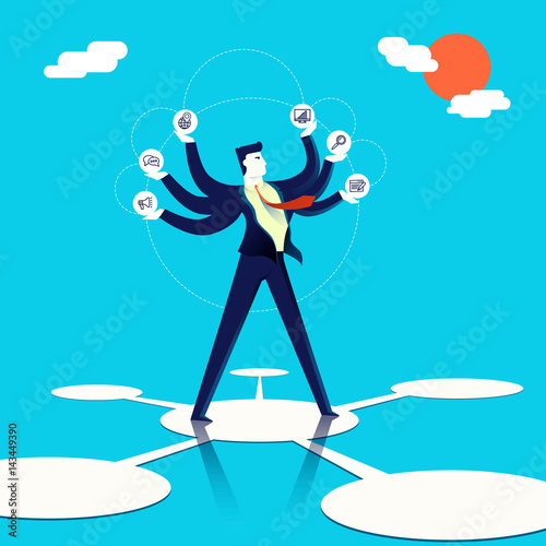 Multitasking businessman concept illustration art