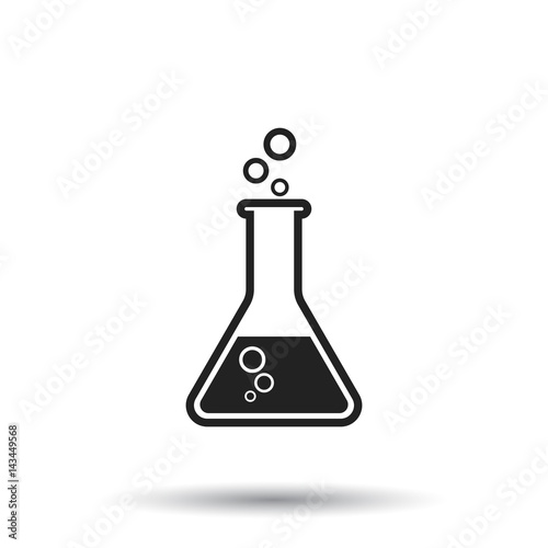 Chemical test tube pictogram icon. Chemical lab equipment isolated on white background. Experiment flasks for science experiment. Trendy modern vector symbol. Simple flat illustration