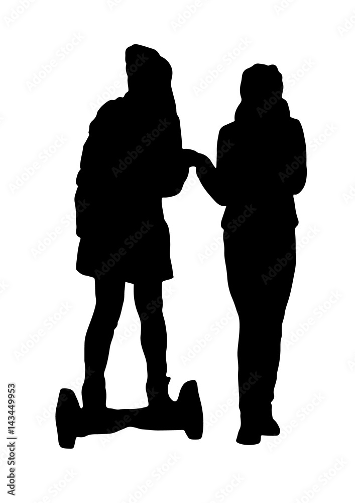 Silhouette of the girl on gyroscope vector