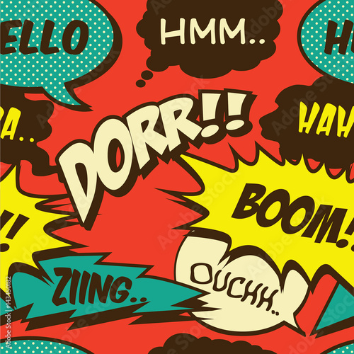 Retro Pop comic shout seamless pattern