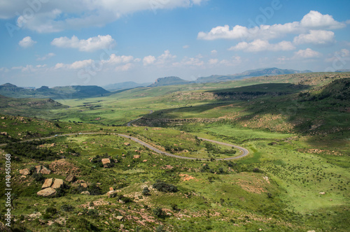 Mountain Landscape with Highway in Golden Gate Highlands National Park in South Africa’s Freestate