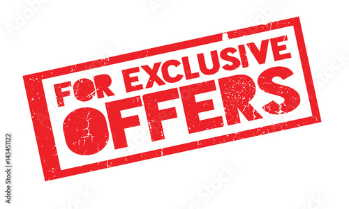 For Exclusive Offers rubber stamp. Grunge design with dust scratches. Effects can be easily removed for a clean, crisp look. Color is easily changed.