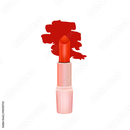 red lipstick with stroke. vector 3d isolated object. MUA