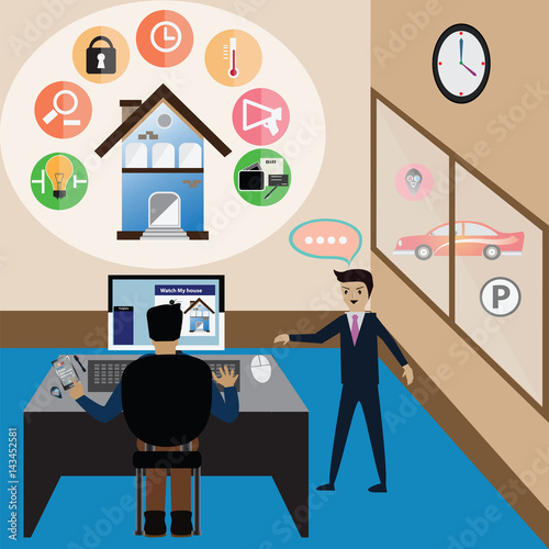 Smarthome connected any devices with internet,smartphone - Illustration