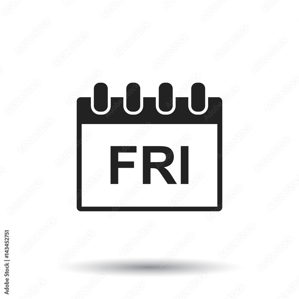 Friday calendar page pictogram icon. Simple flat pictogram for business, marketing, internet concept on white background. Trendy modern vector symbol for web site design or mobile app Friday calendar page pictogram icon. Simple flat pictogram for business, marketing, internet concept on white background. Trendy modern vector symbol for web site design or mobile app