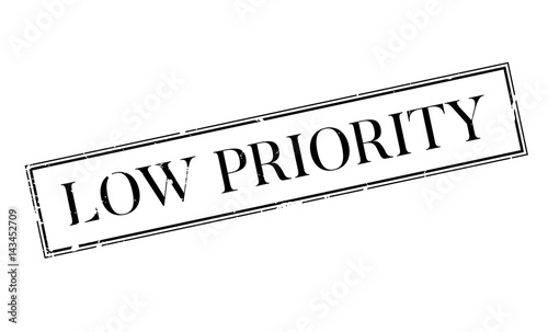 Low Priority rubber stamp. Grunge design with dust scratches. Effects can be easily removed for a clean, crisp look. Color is easily changed.