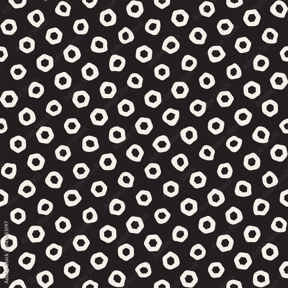 Stylish Doodle Scattered Shapes. Vector Seamless Black And White Freehand Pattern Stylish Doodle Scattered Shapes. Vector Seamless Black And White Freehand Pattern