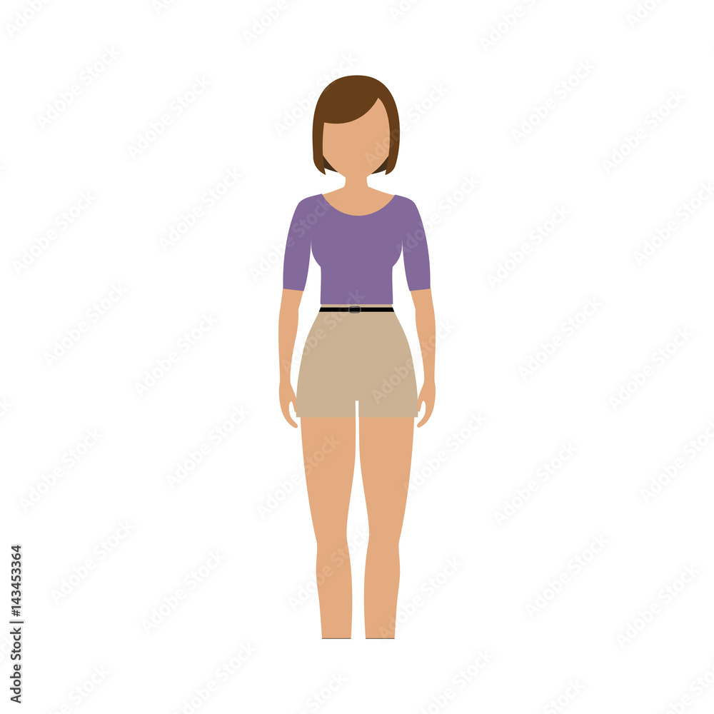 woman standing and wearing casual clothes, cartoon icon over white background. colorful design. vector illustration woman standing and wearing casual clothes, cartoon icon over white background. colorful design. vector illustration