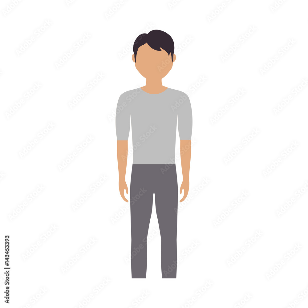 man standing and wearing casual clothes, cartoon icon over white background. colorful design. vector illustration