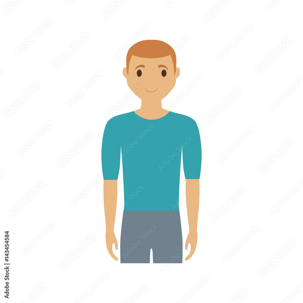 happy man standing and wearing casual clothes, cartoon icon over white background. colorful design. vector illustration