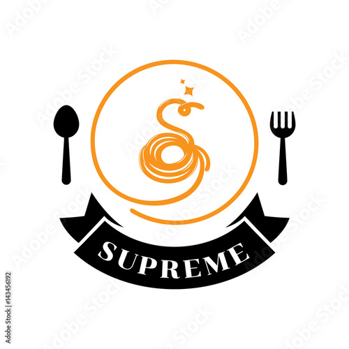 supreme spaghetti logo with s letter typography design