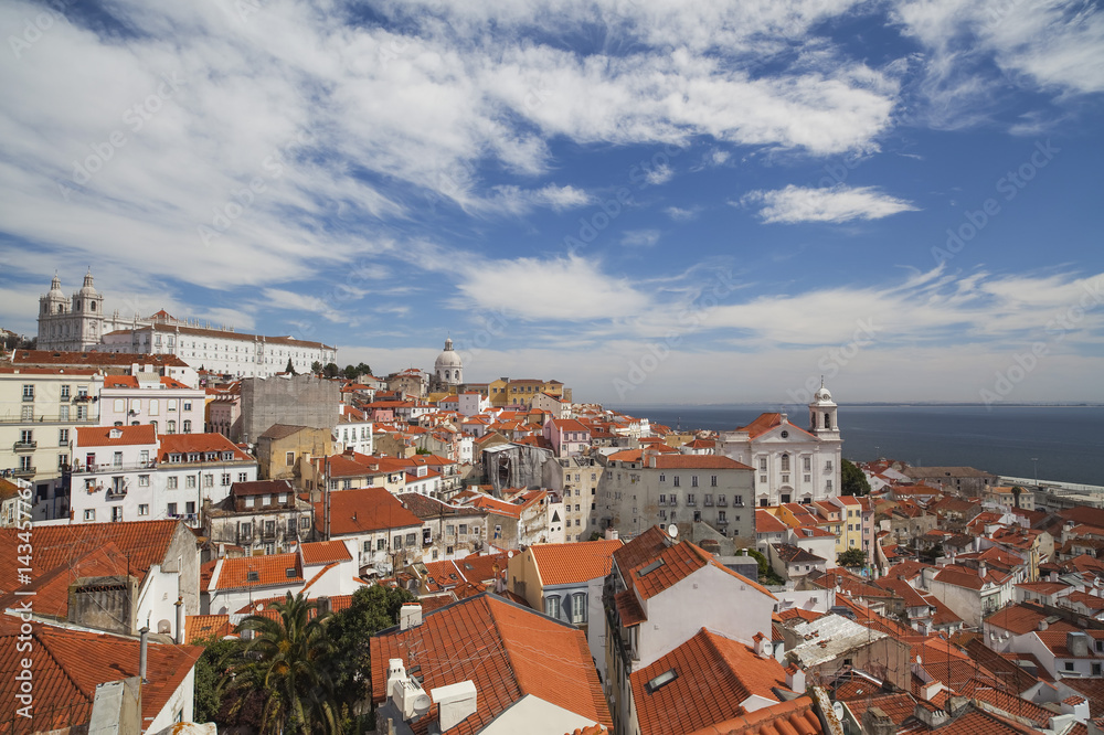 View of the city from Alfama quarter.Lisboa,Portugal.