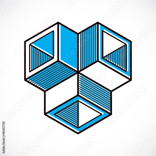 Engineering three-dimensional construction, abstract vector trigonometric shape.