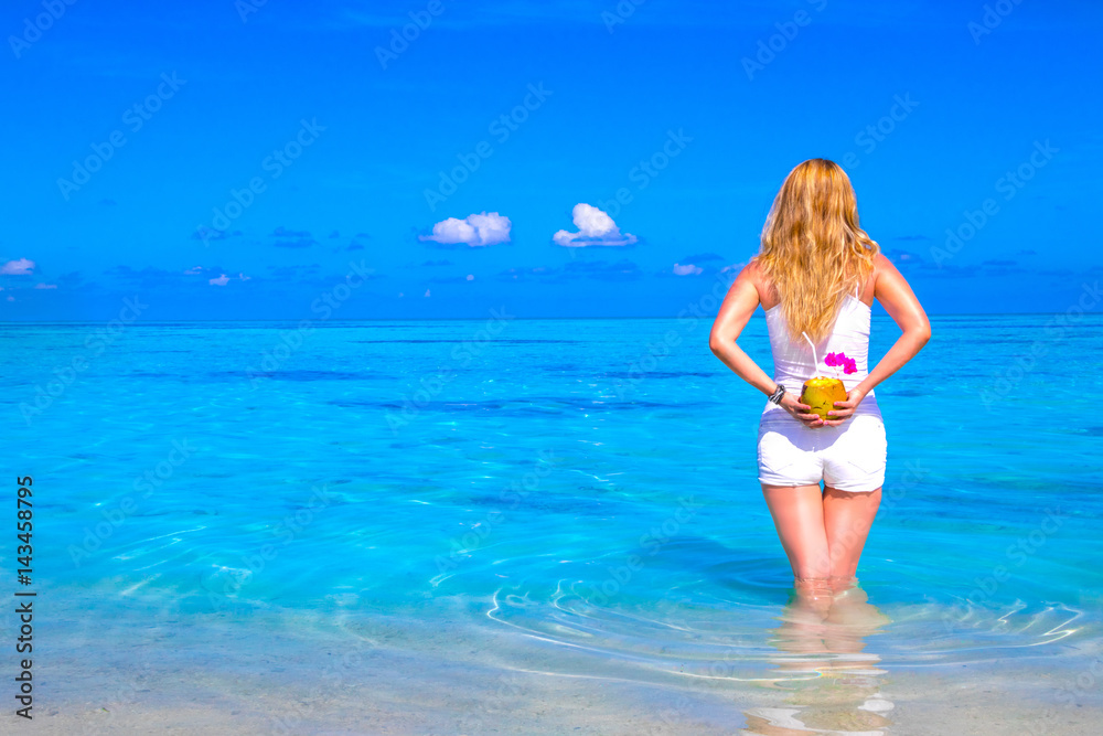 Dreamscape Escape with beauty girl on Maldives