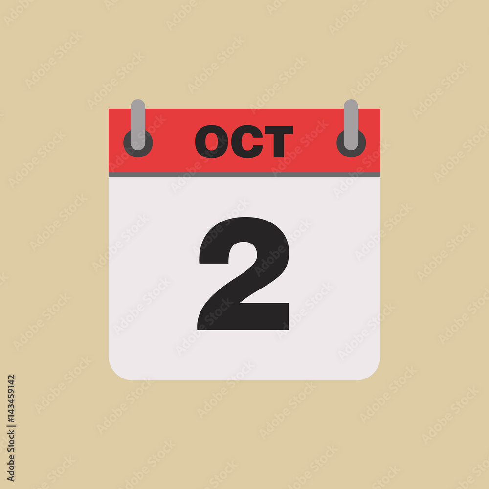 calendar flipping date time day month October simple flat vector illustration application app logo icon