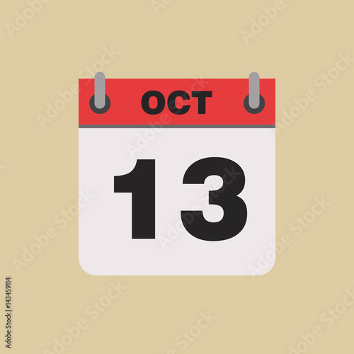 calendar flipping date time day month October simple flat vector illustration application app logo icon