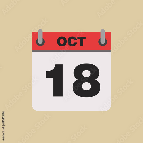 calendar flipping date time day month October simple flat vector illustration application app logo icon