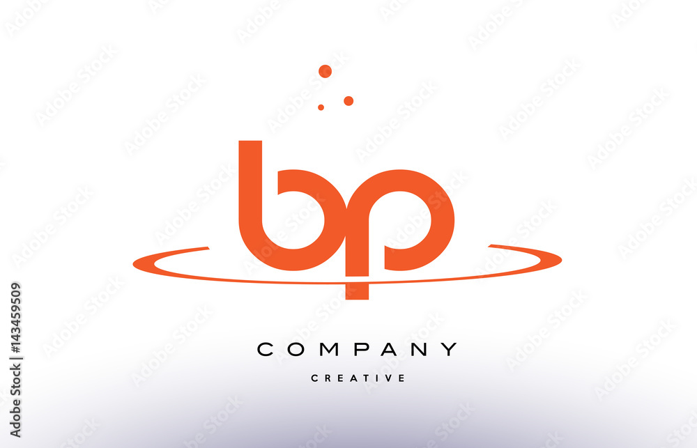 Obraz premium BP B P creative orange swoosh alphabet letter logo icon