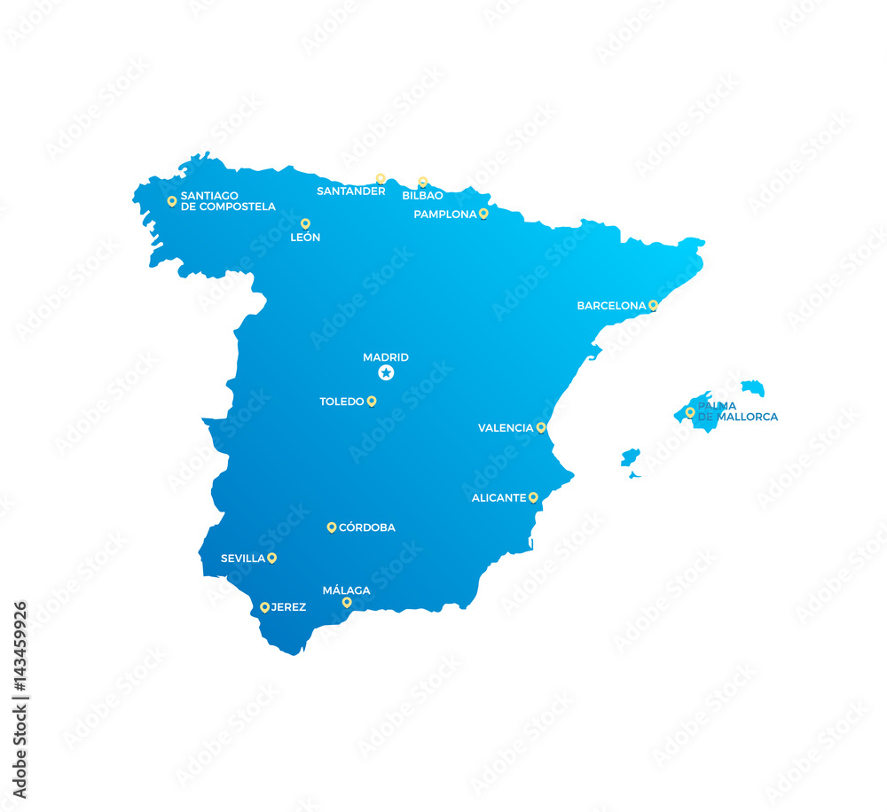 Obraz premium Spain Cities Map