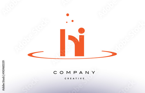 HI H I creative orange swoosh alphabet letter logo icon