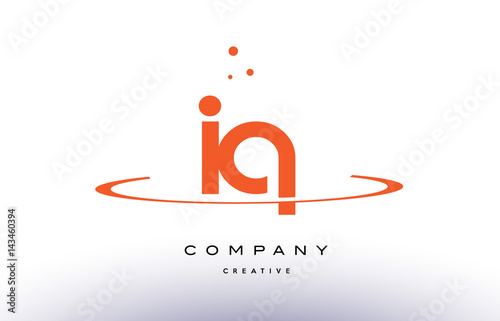 IQ I Q creative orange swoosh alphabet letter logo icon