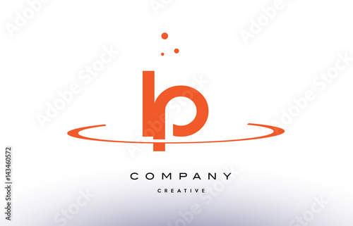 LP L P creative orange swoosh alphabet letter logo icon
