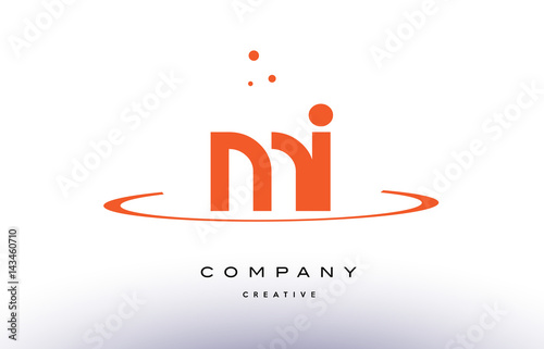MI M I creative orange swoosh alphabet letter logo icon