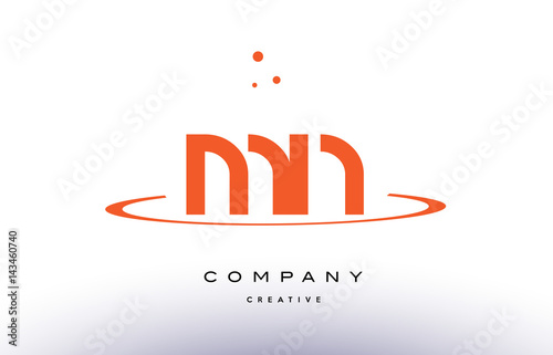 MN M N creative orange swoosh alphabet letter logo icon