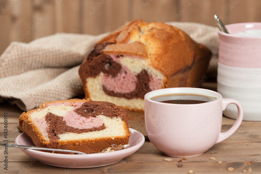 Homebaked Vanilla Chocolate Raspberry Cake. Tea.