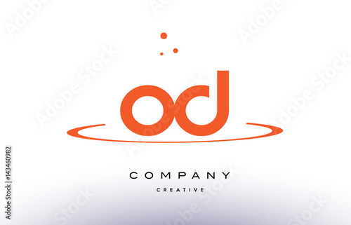 OD O D creative orange swoosh alphabet letter logo icon