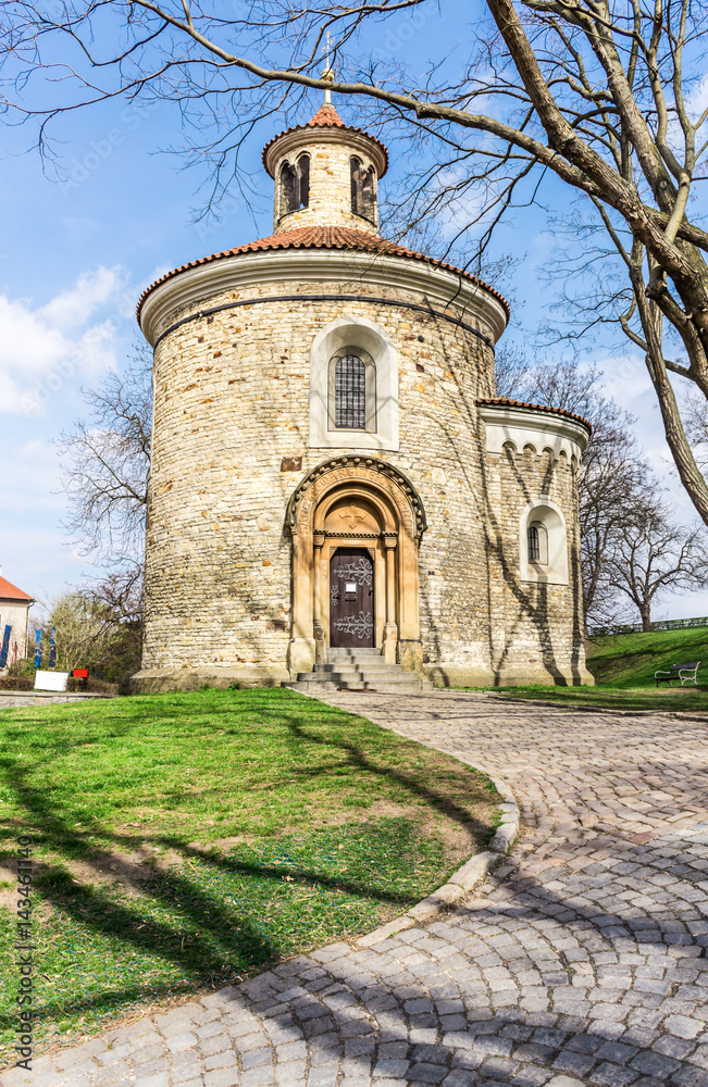 Chapel of St. Martin. One of the oldest buildings in the Romanesque style in the Visegrad. Area of the old city in Prague, Czech Republic.