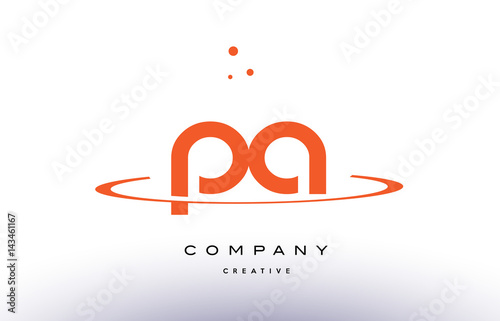 PA P A creative orange swoosh alphabet letter logo icon