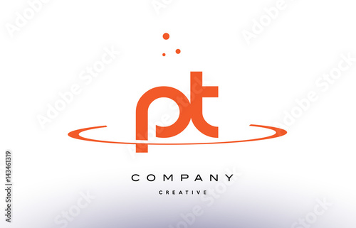 PT P T creative orange swoosh alphabet letter logo icon
