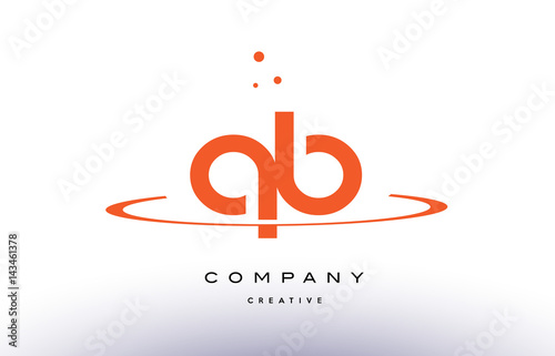 QB Q B creative orange swoosh alphabet letter logo icon