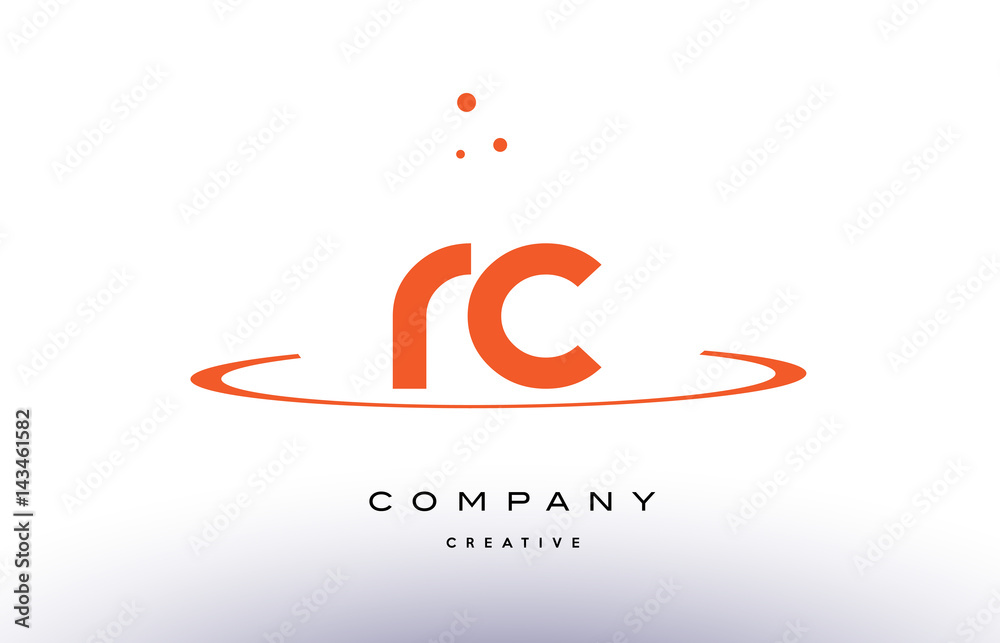 Obraz premium RC R C creative orange swoosh alphabet letter logo icon