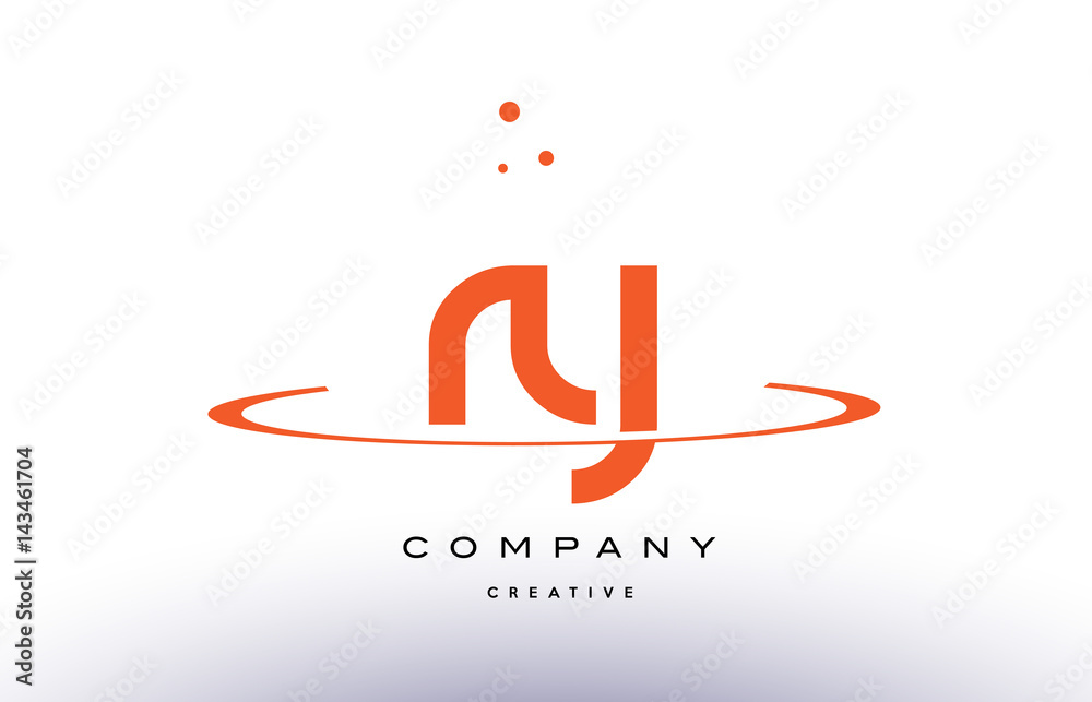 RY R Y creative orange swoosh alphabet letter logo icon - obrazy, fototapety, plakaty 